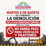 **Aviso Importante: El Ayuntamiento de Solosuchiapa informa sobre cierre vial por trabajos de obra pública en la calle Venustiano Carranza**
